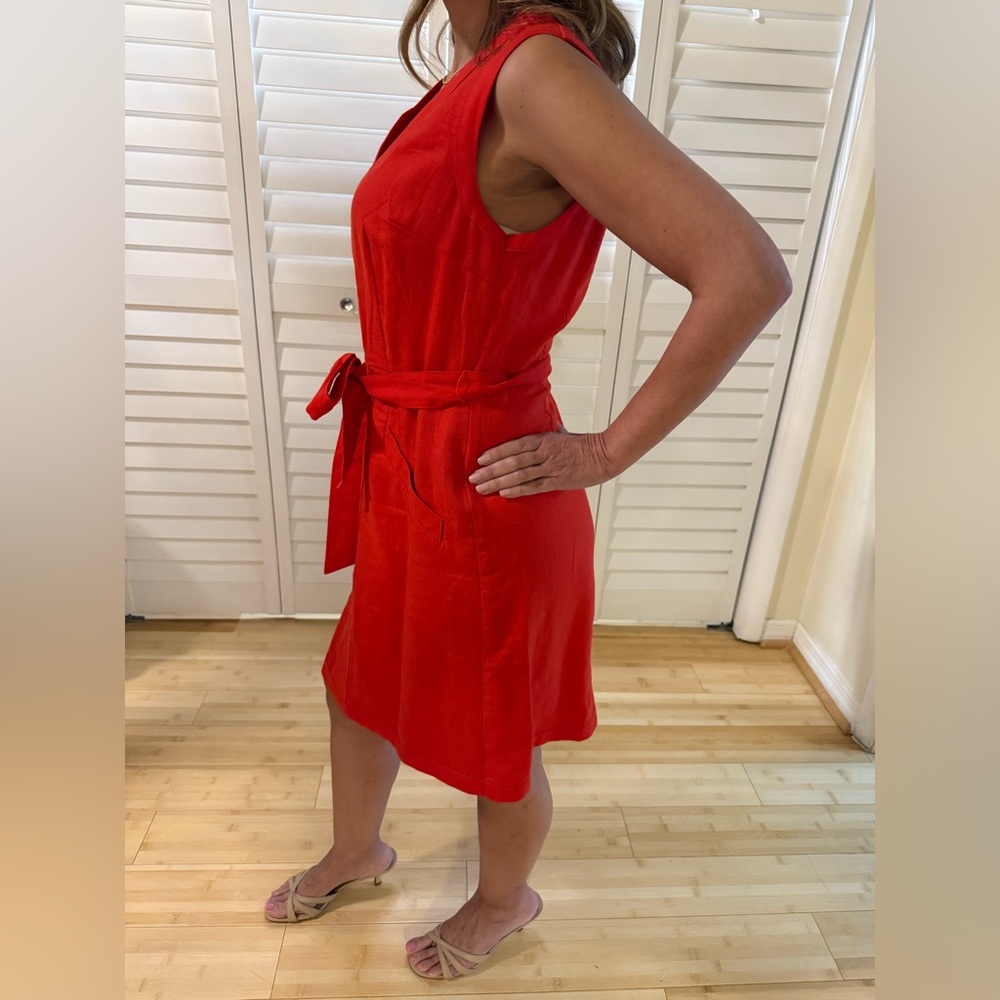 Boden Vibrant Red Linen Midi Dress - Picture 2 of 5